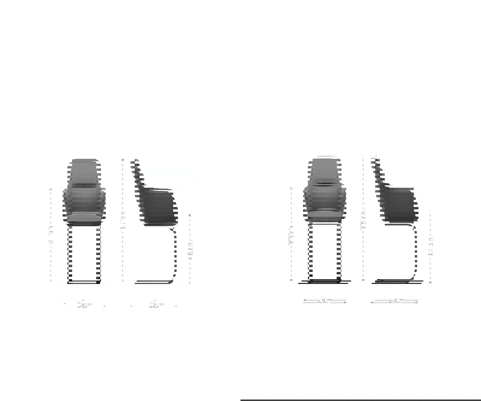 Étkezőszék Pejo-Flex csíkos világosszürke konzolos láb lapos fekete - Image 6