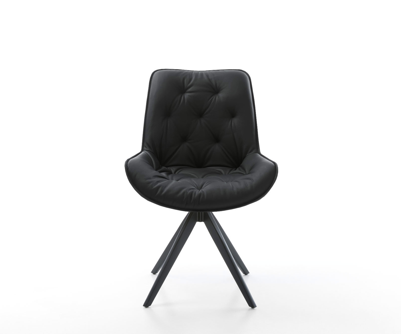 Étkezőszék Taimi-Flex valódi bőr fekete kereszt láb szögletes fekete - Image 2