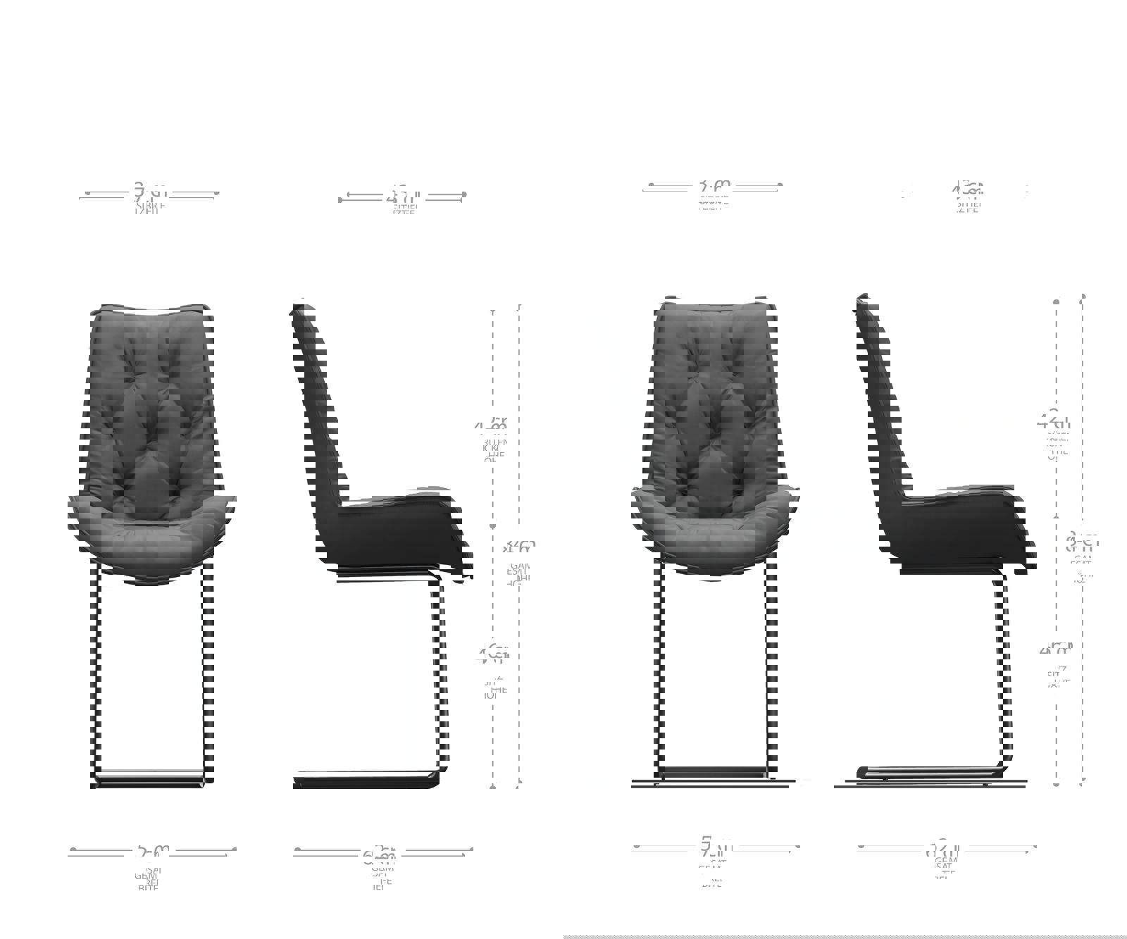 Étkezőszék Taimi-Flex valódi bőr fekete étkezőszék kerek rozsdamentes acél - Image 6