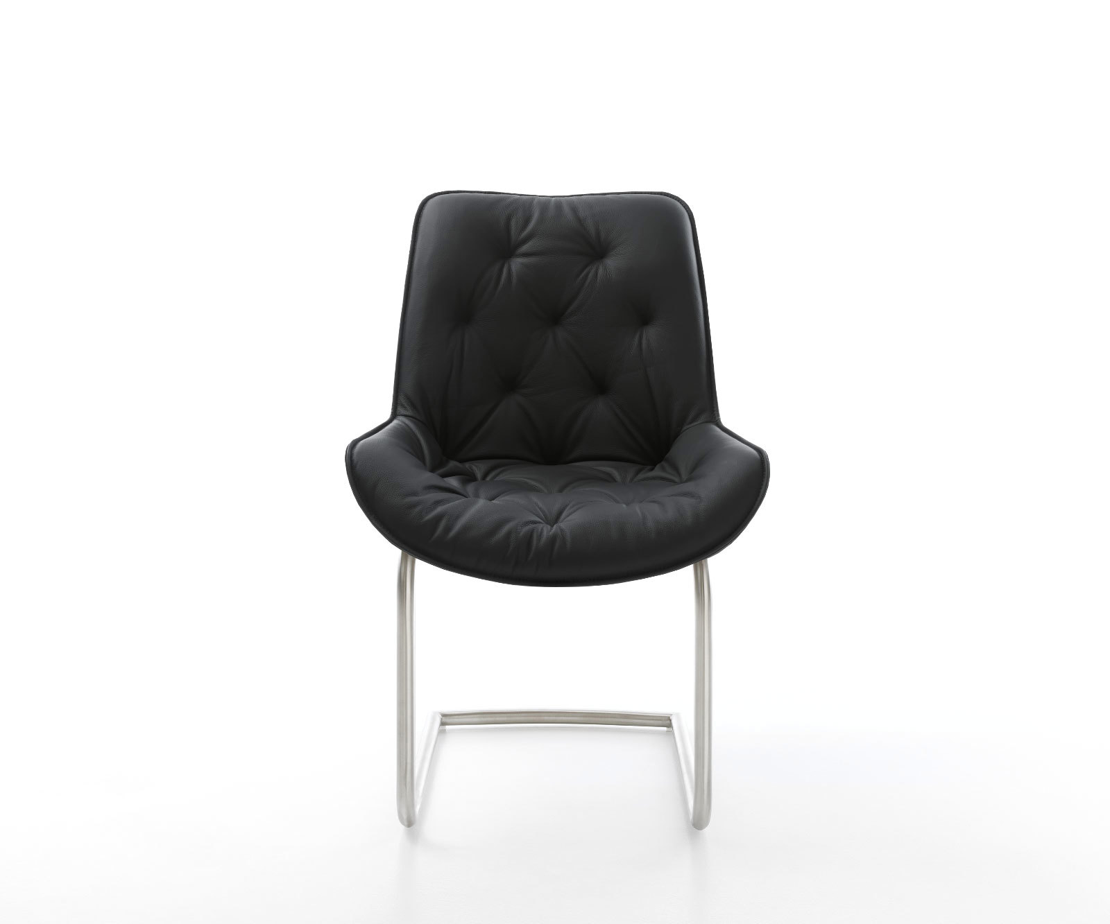 Étkezőszék Taimi-Flex valódi bőr fekete étkezőszék kerek rozsdamentes acél - Image 2