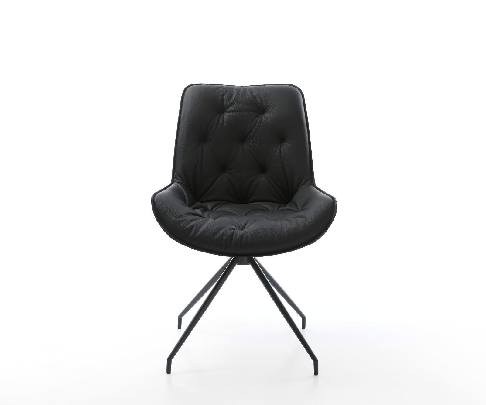 Étkezőszék Taimi-Flex valódi bőr fekete kereszt láb kúpos fekete - Image 2