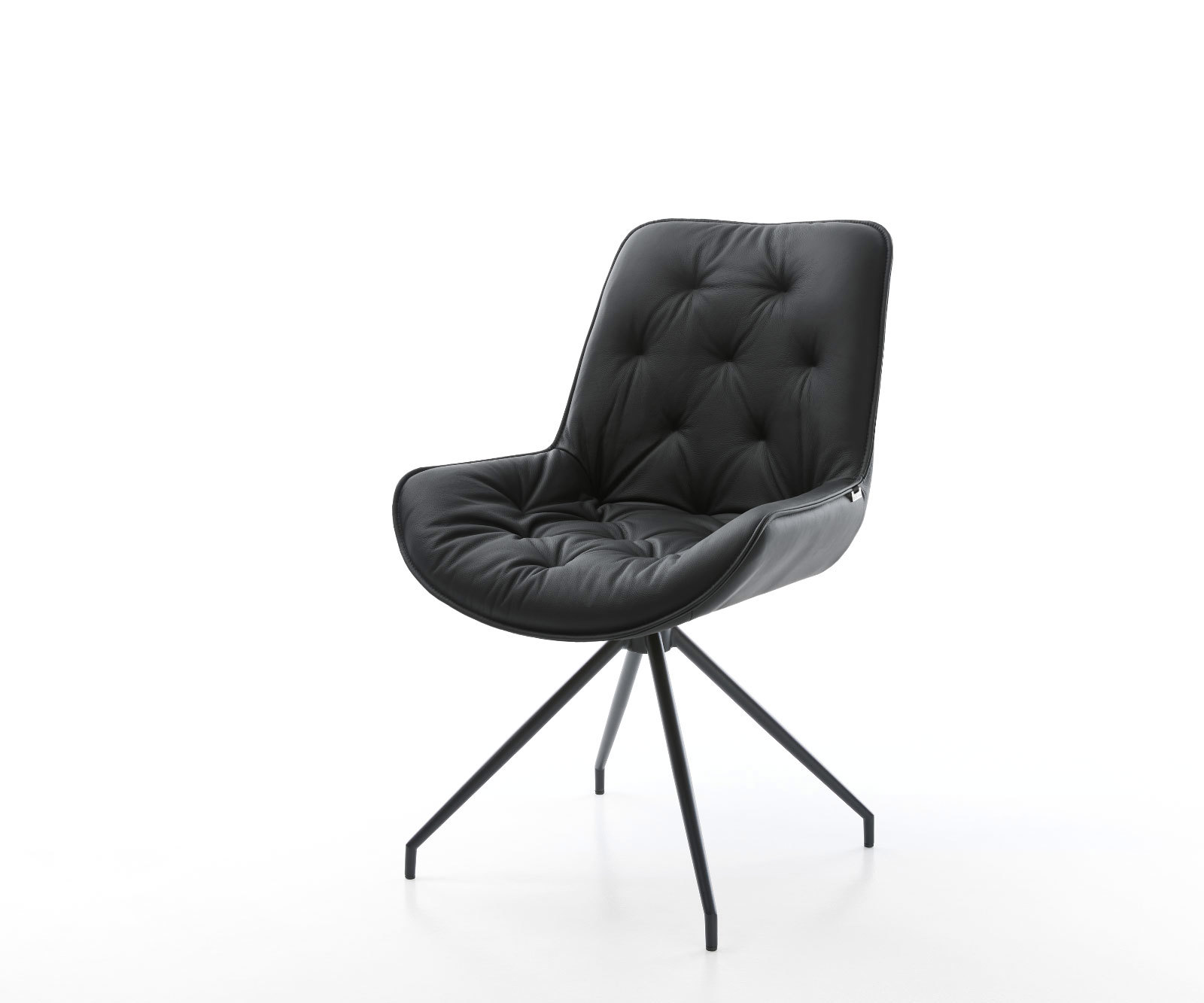 Étkezőszék Taimi-Flex valódi bőr fekete kereszt láb kúpos fekete