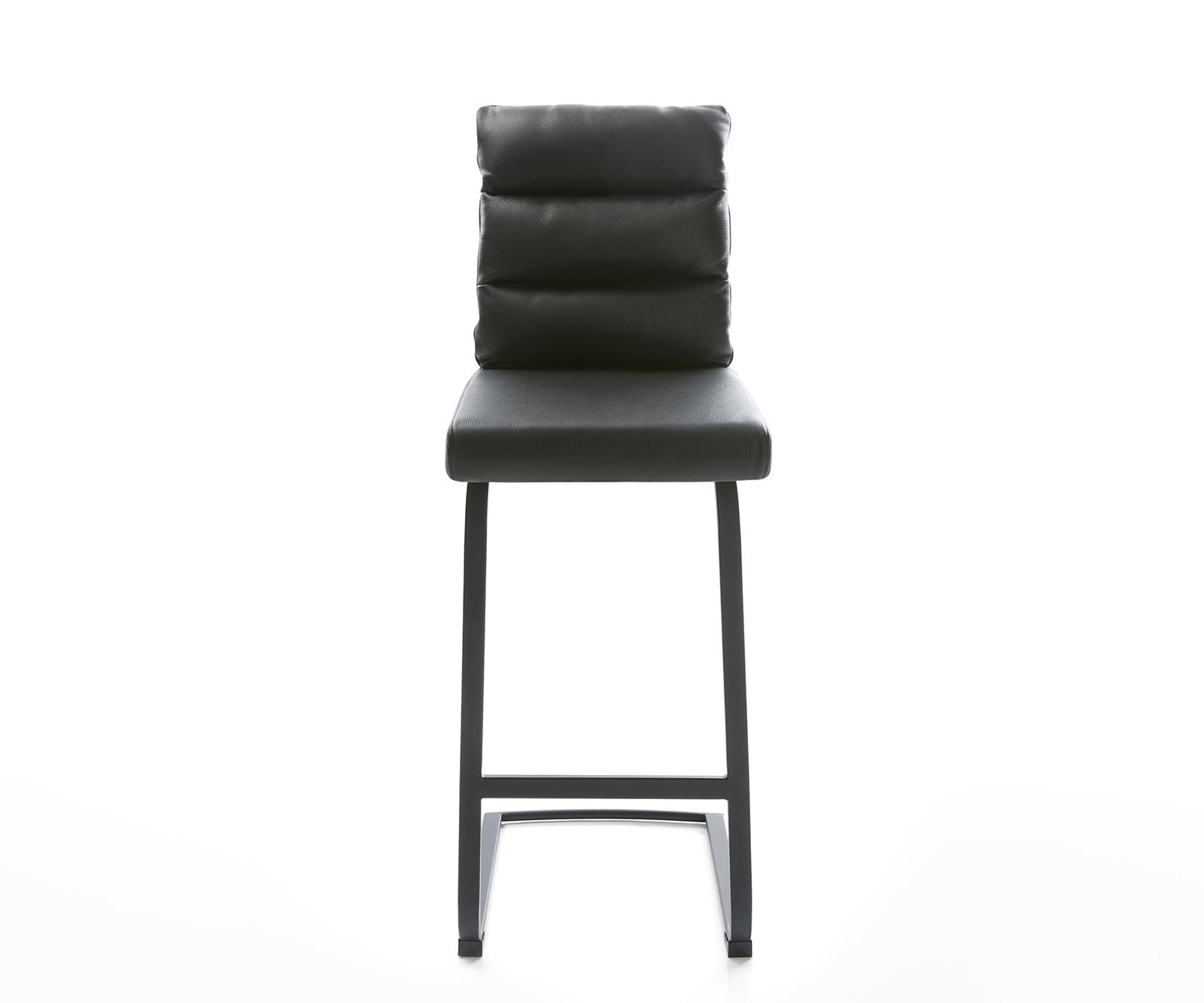 Bárszék Pela-Flex valódi bőr fekete étkezőszék lapos fém - Image 2