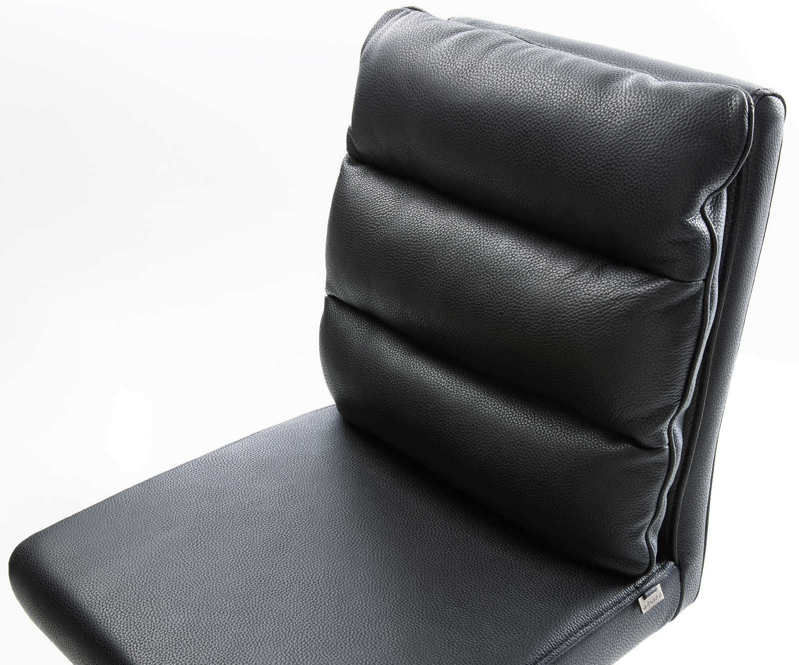 Bárszék Pela-Flex valódi bőr fekete étkezőszék lapos fém - Image 4