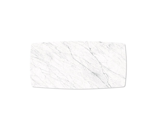 Étkezőasztal Edge hajóformájú 200x100 cm Laminam® Statuarietto kerámia fehér középső láb laposacél fekete - Image 4