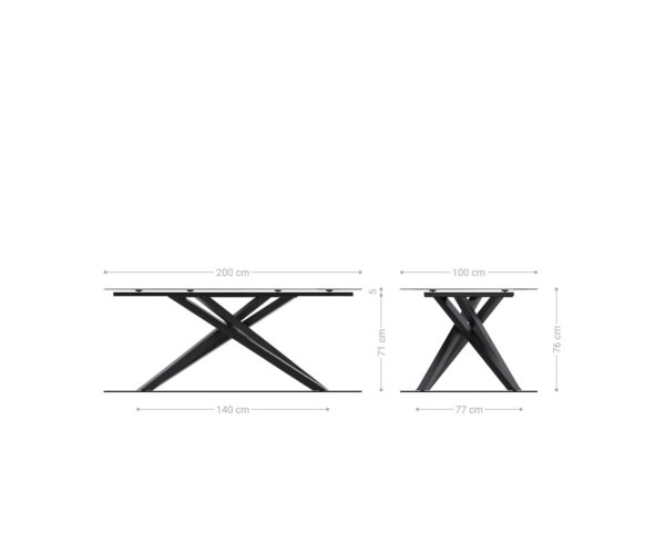 Étkezőasztal Edge 200x100 cm kerámia Laminam®Noir Desir barna középső láb kereszt láb fekete - Image 7
