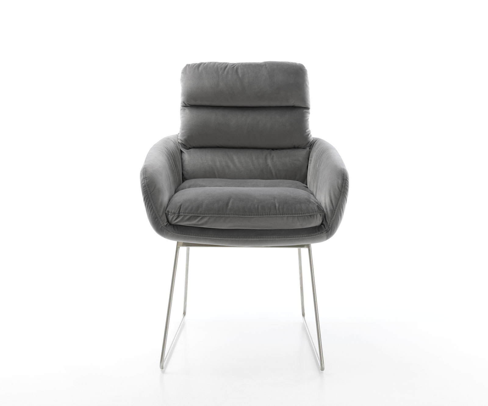 Étkezőszék Abelia-Flex karfás bársony szürke vékony fém lábazattal - Image 2