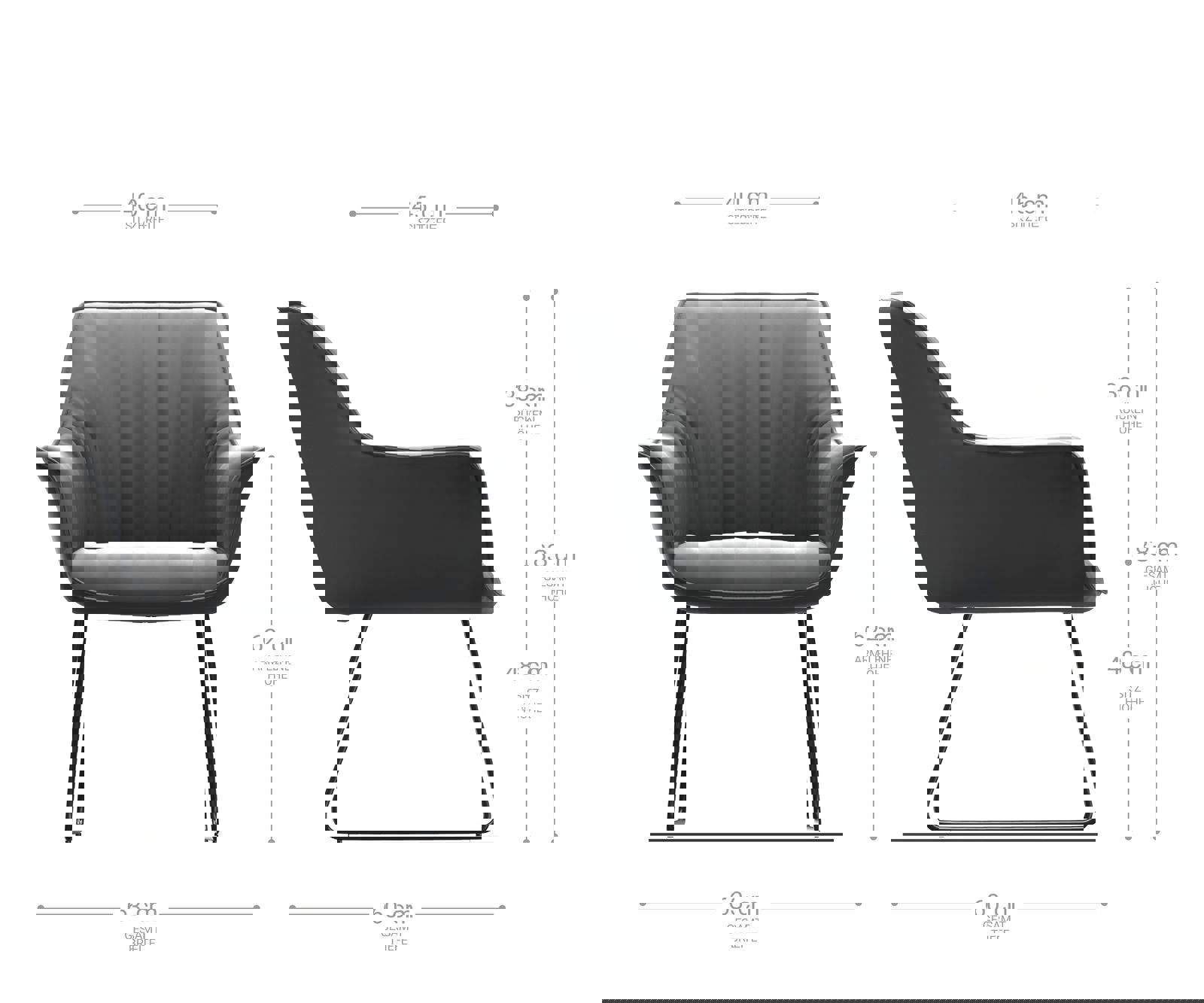 Étkezőszék Keila-Flex karfás mikroszálas antracit vintage vékony lábazat rozsdamentes acél - Image 6