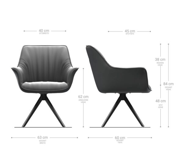 Étkezőszék Keila-Flex mikroszálas antracit vintage karfás kereszt láb szögletes fekete - Image 6