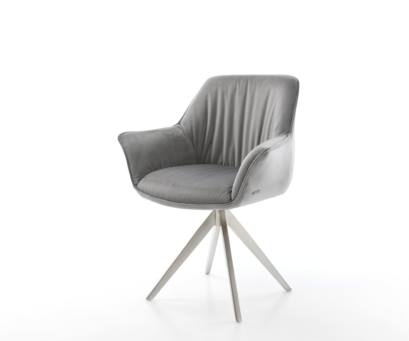 Étkezőszék Keila-Flex karfás bársony szürke kereszt láb szögletes rozsdamentes acél