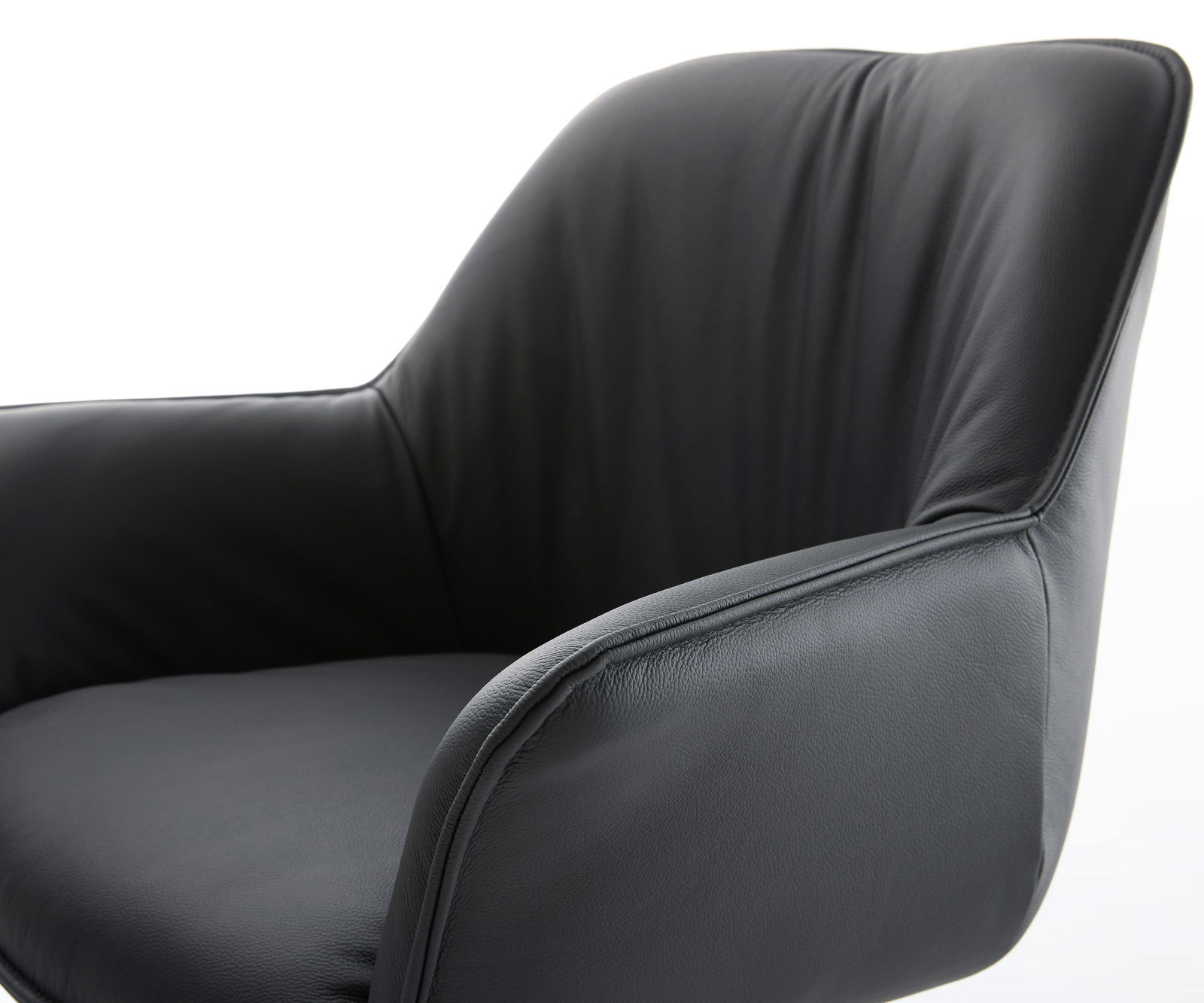 Étkezőszék Keila-Flex karfás valódi bőr fekete kereszt láb szögletes fekete - Image 4