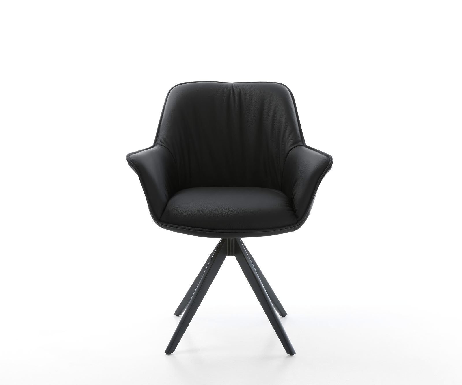 Étkezőszék Keila-Flex karfás valódi bőr fekete kereszt láb szögletes fekete - Image 2