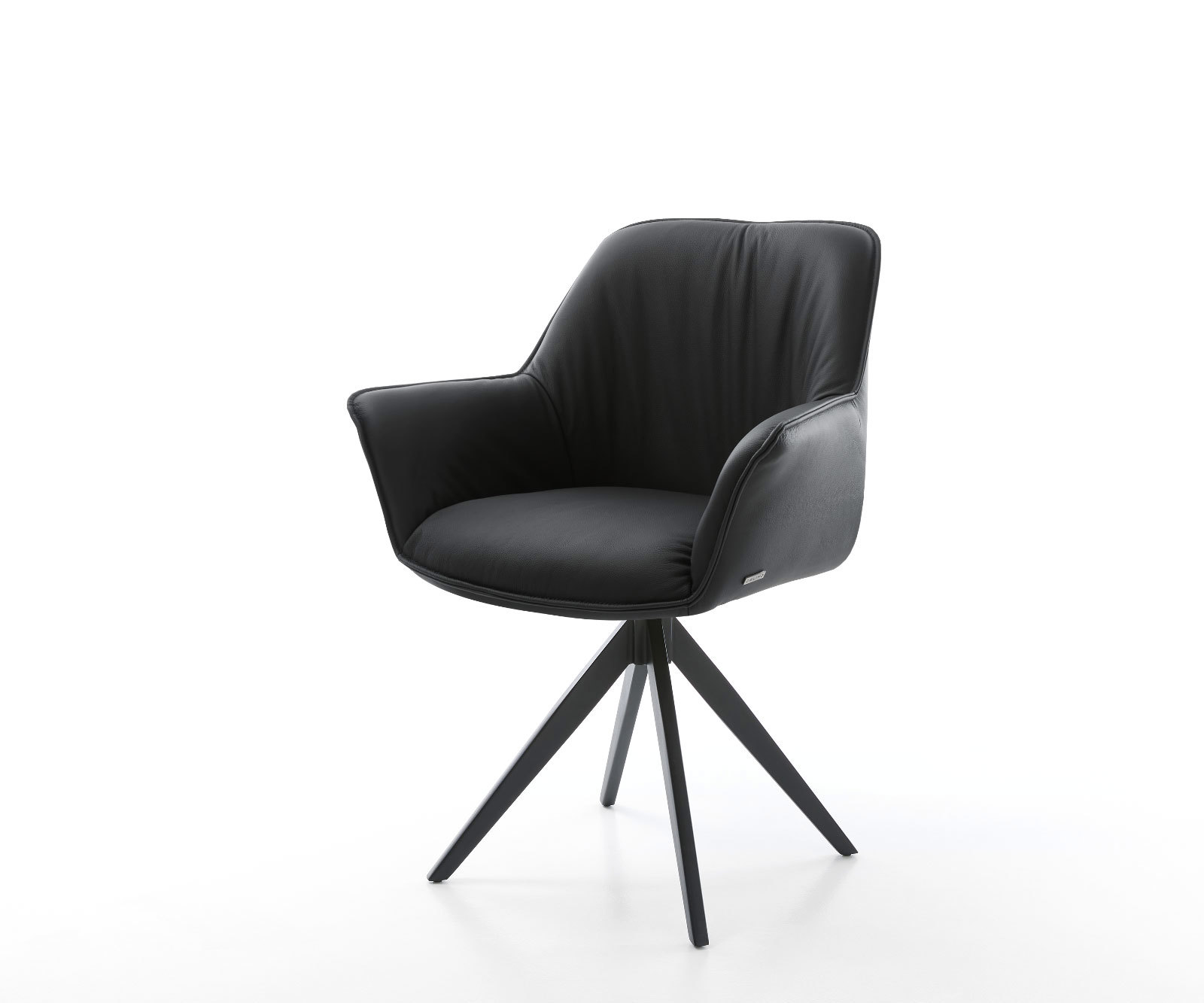 Étkezőszék Keila-Flex karfás valódi bőr fekete kereszt láb szögletes fekete