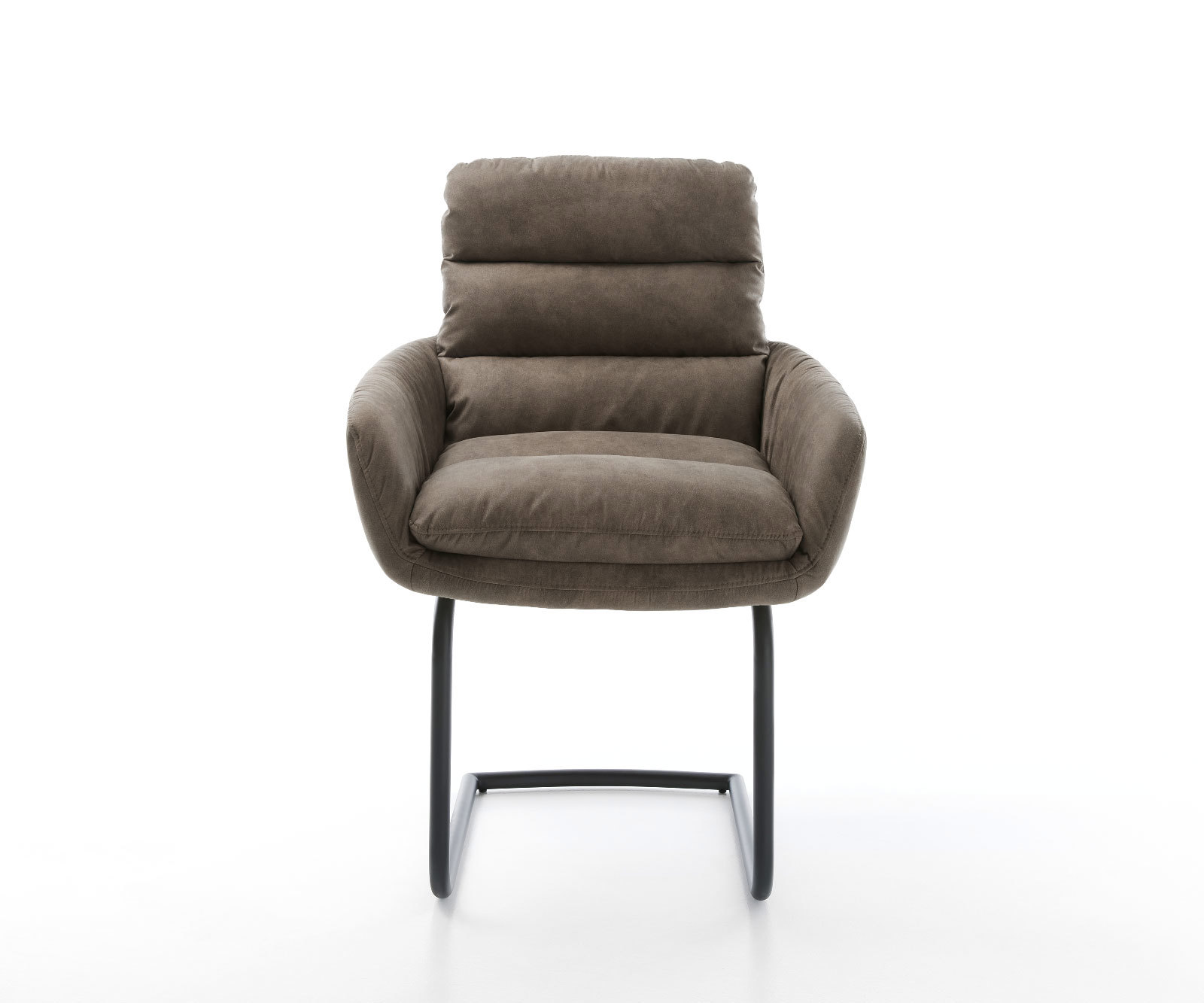 Étkezőszék Abelia-Flex mikroszálas taupe vintage kerek fekete karfás étkezőszék - Image 2