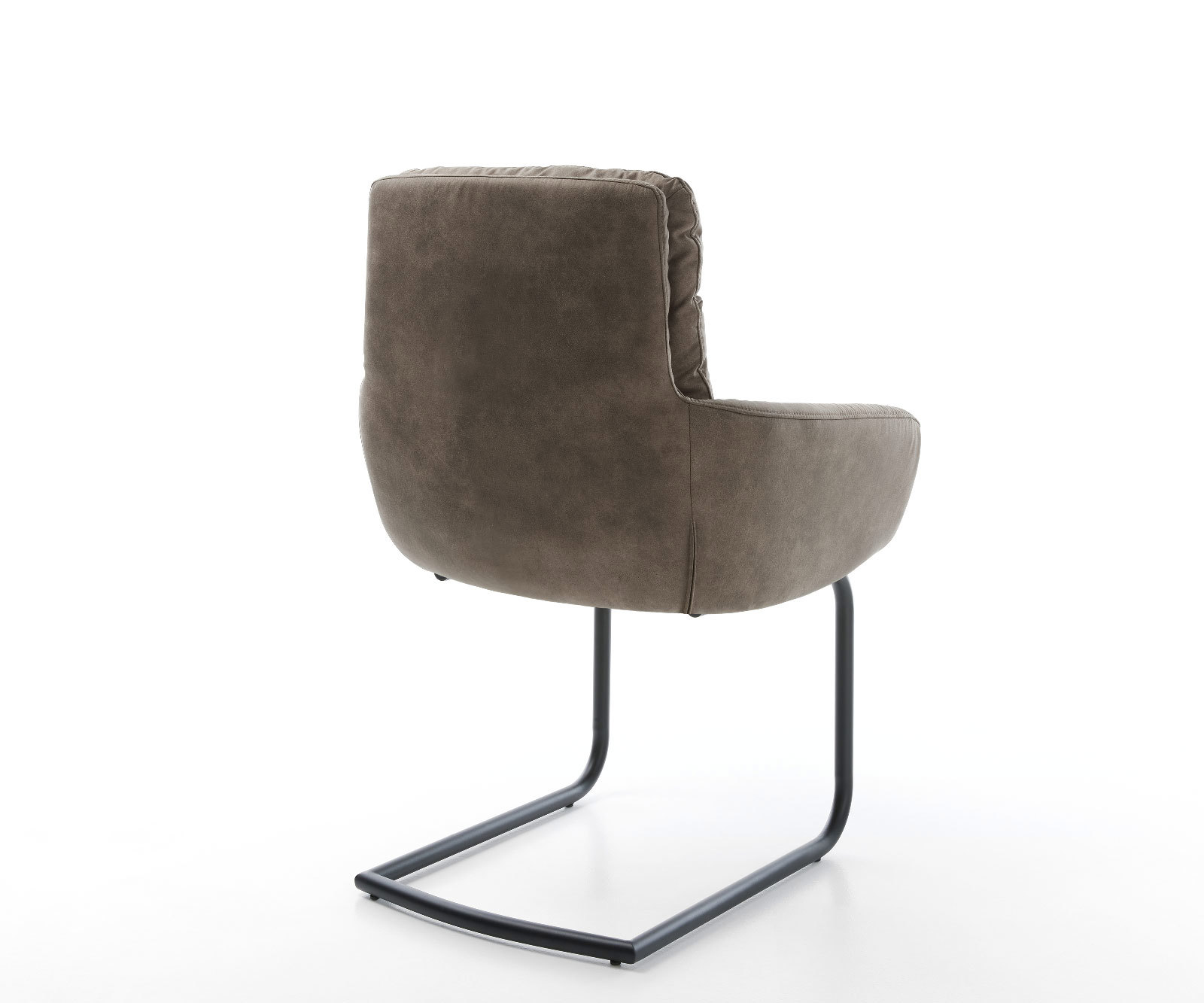 Étkezőszék Abelia-Flex mikroszálas taupe vintage kerek fekete karfás étkezőszék - Image 5