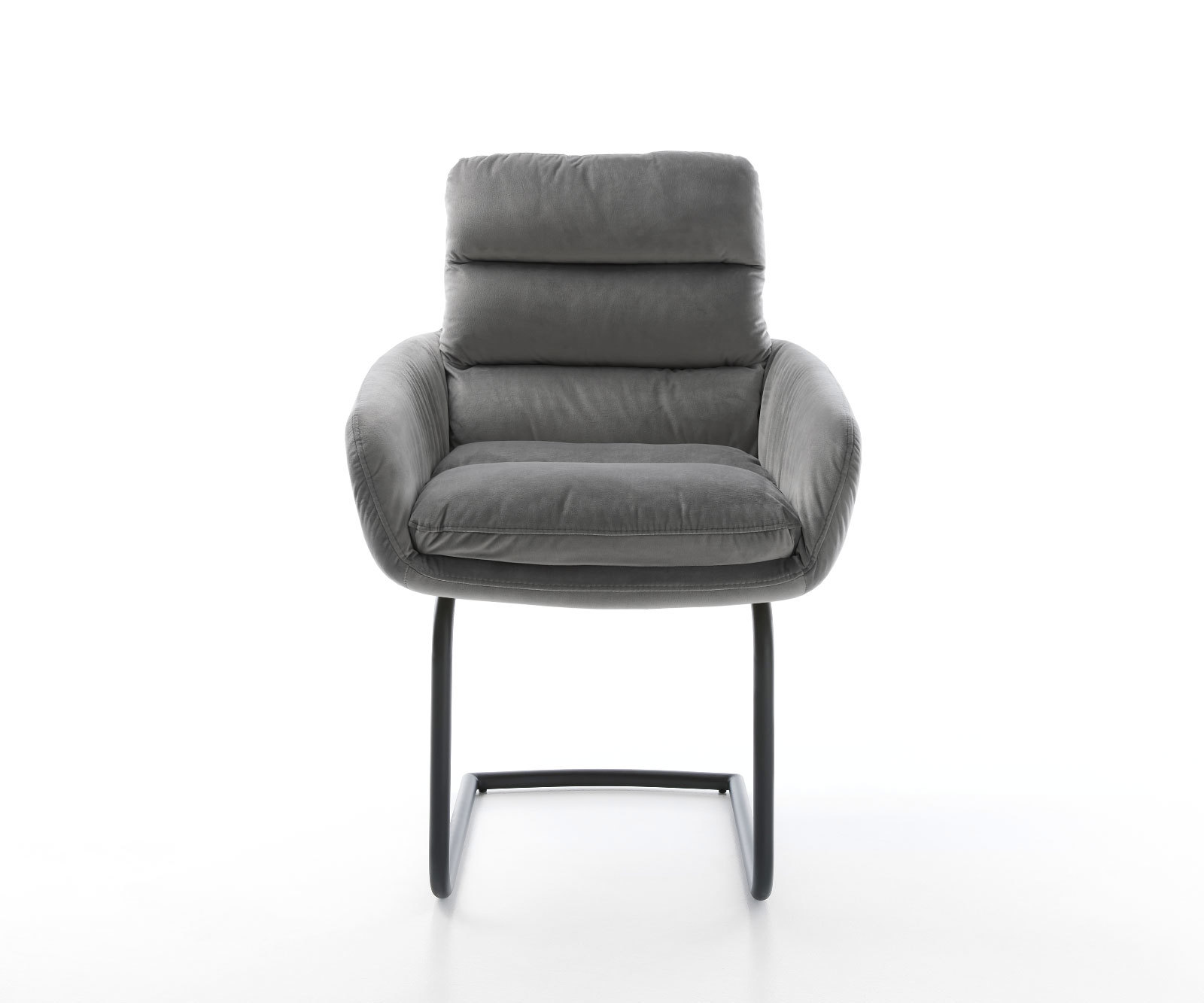 Étkezőszék Abelia-Flex karfás bársony szürke étkezőszék kerek fekete - Image 2