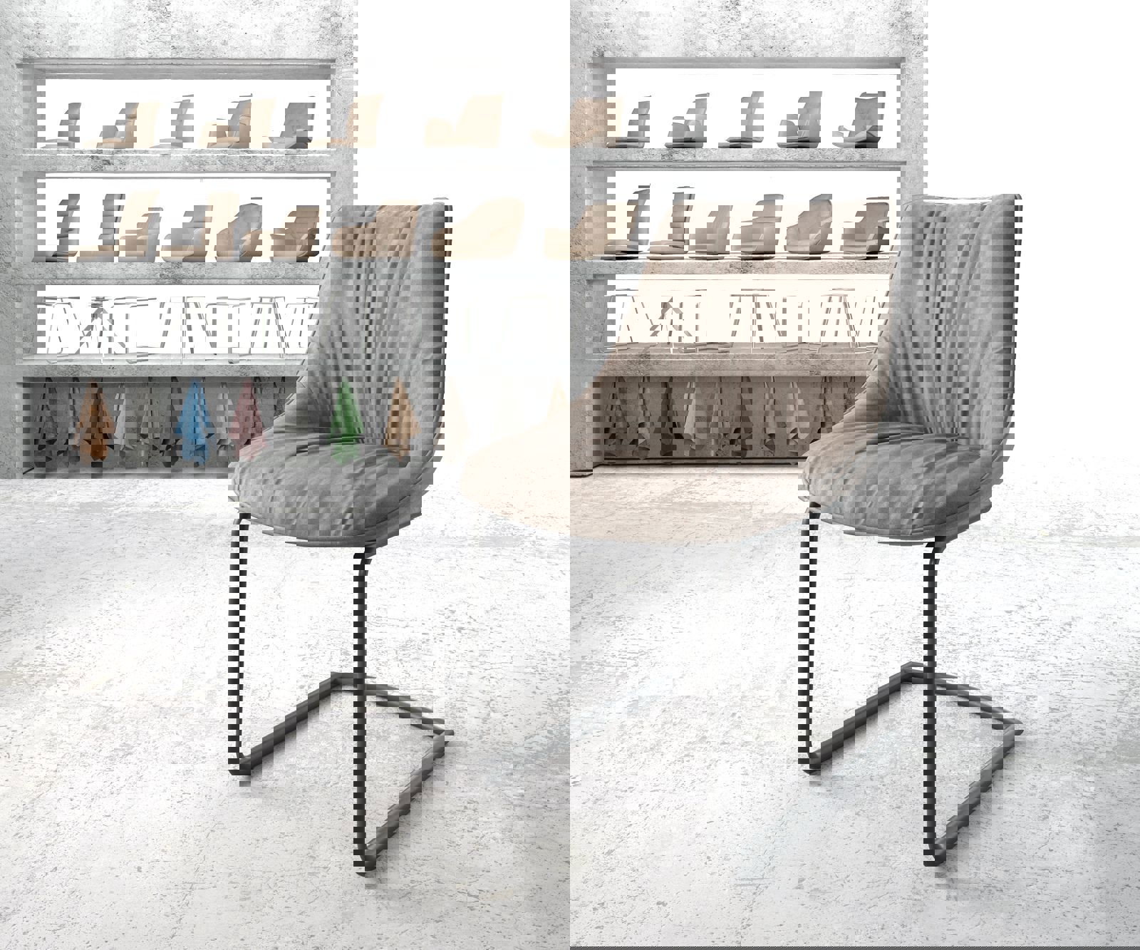 Étkezőszék Elda-Flex mikroszálas taupe vintage kerek fekete étkezőszék