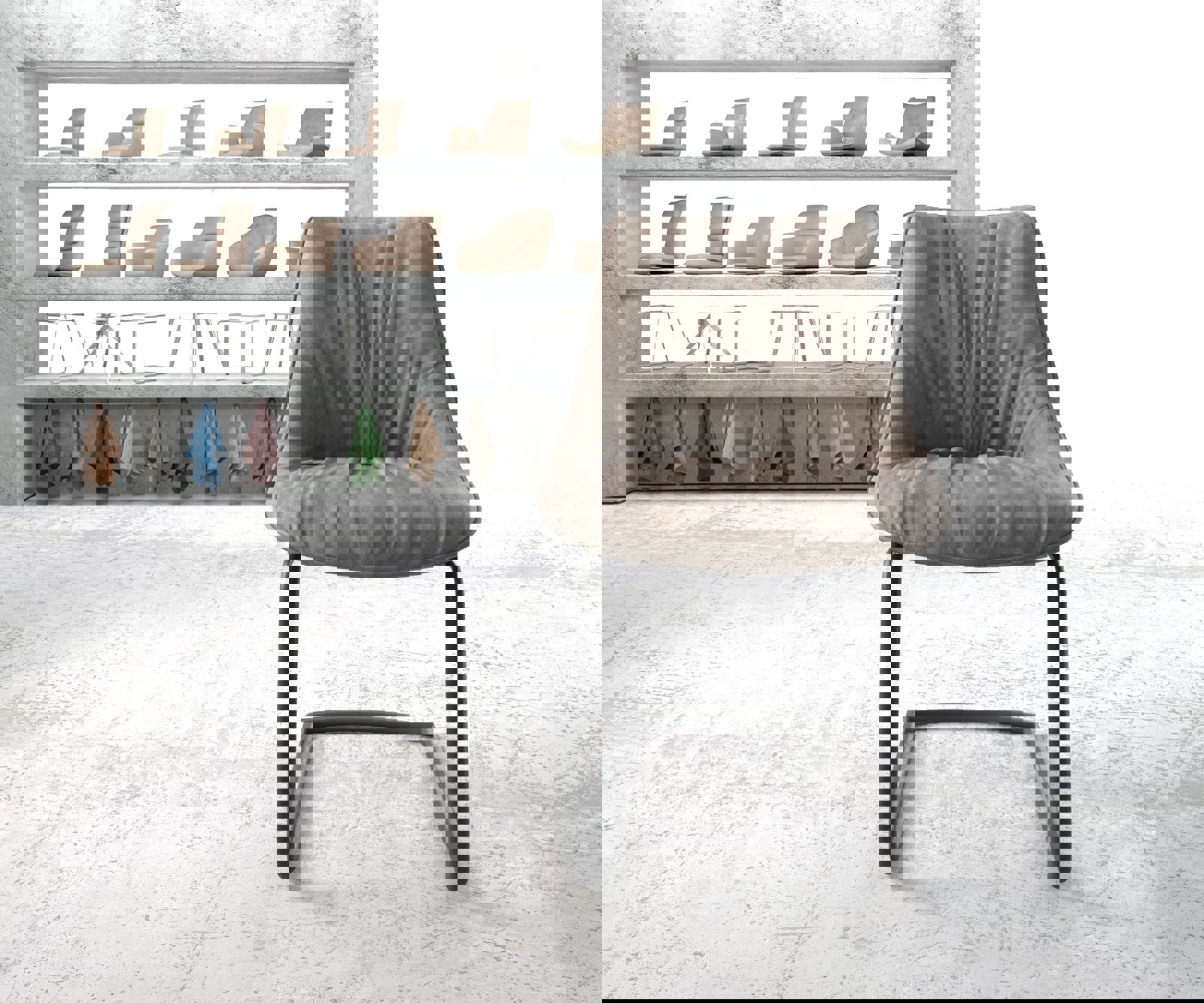 Étkezőszék Elda-Flex mikroszálas taupe vintage kerek fekete étkezőszék - Image 2