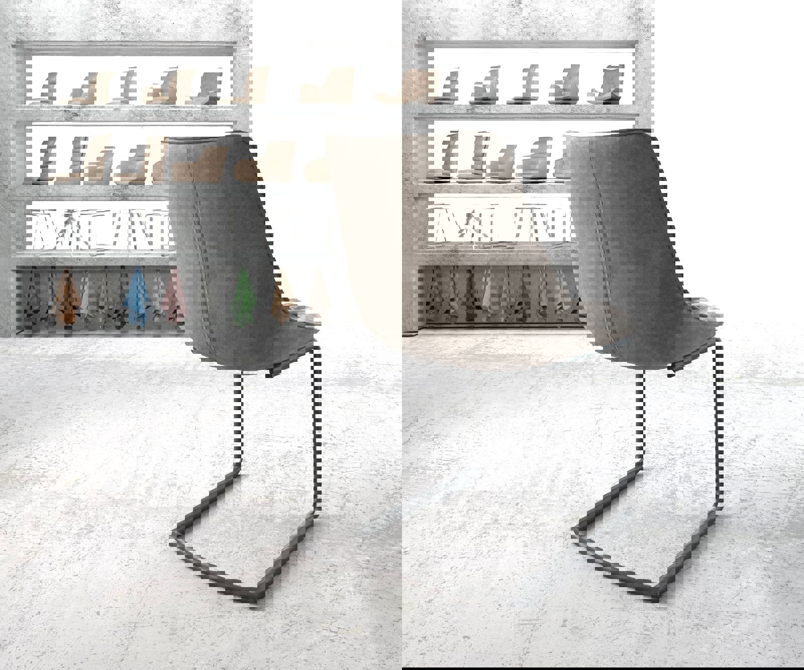 Étkezőszék Elda-Flex mikroszálas taupe vintage kerek fekete étkezőszék - Image 4