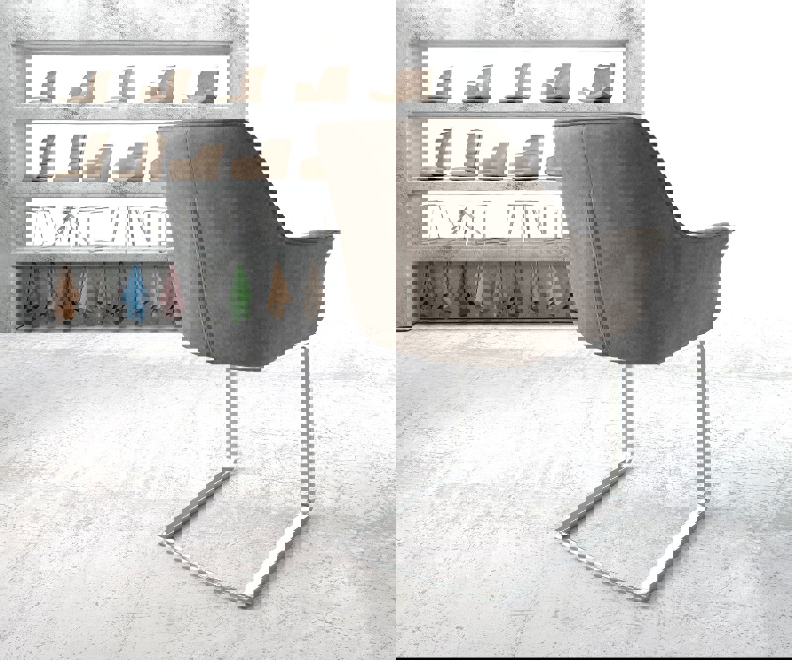 Étkezőszék Keila-Flex karfás mikroszálas taupe vintage étkezőszék lapos rozsdamentes acél - Image 4