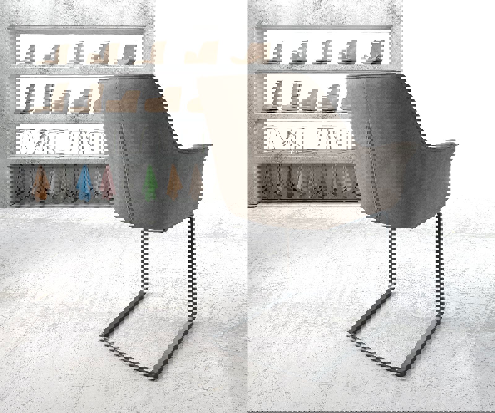 Étkezőszék Keila-Flex karfás mikroszálas taupe vintage lapos fekete étkezőszék - Image 4