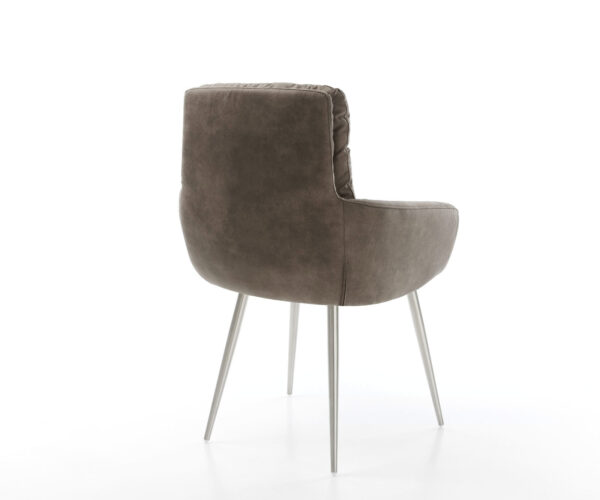 Étkezőszék Abelia-Flex karfás mikroszálas taupe vintage 4 láb kúpos rozsdamentes acélból - Image 5