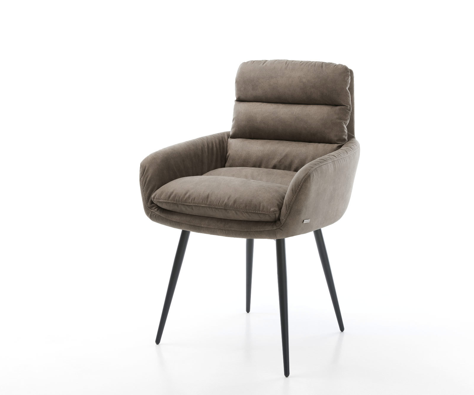 Étkezőszék Abelia-Flex karfás mikroszálas taupe vintage 4 lábas kúpos fekete