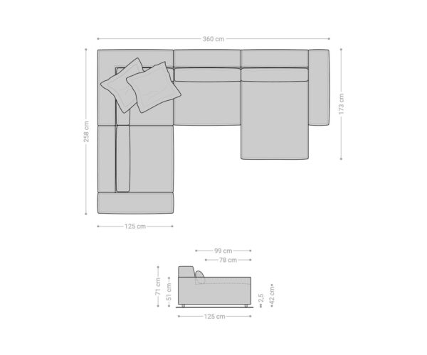 "U alakú kanapé Sirpio XL 360x260 cm mikroszálas szürke variálható rekamié" - Image 8
