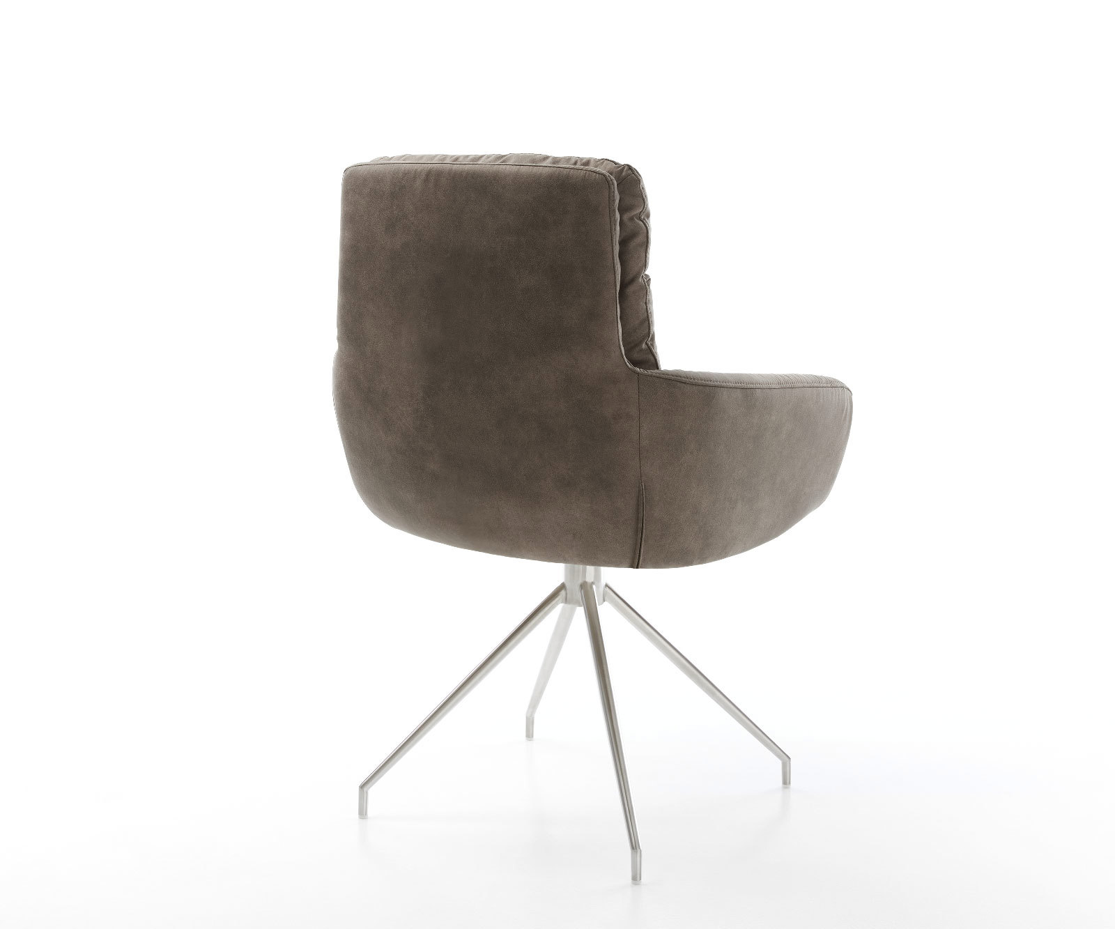 Étkezőszék Abelia-Flex karfás mikroszálas taupe vintage kereszt láb kúpos rozsdamentes acélból - Image 5