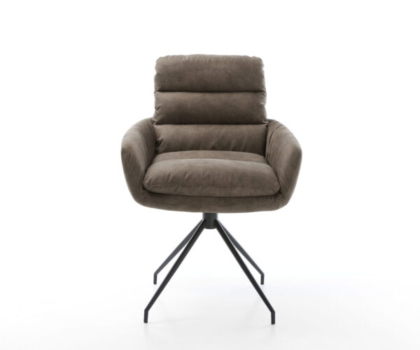 Étkezőszék Abelia-Flex karfás mikroszálas taupe vintage kereszt láb kúpos fekete - Image 2