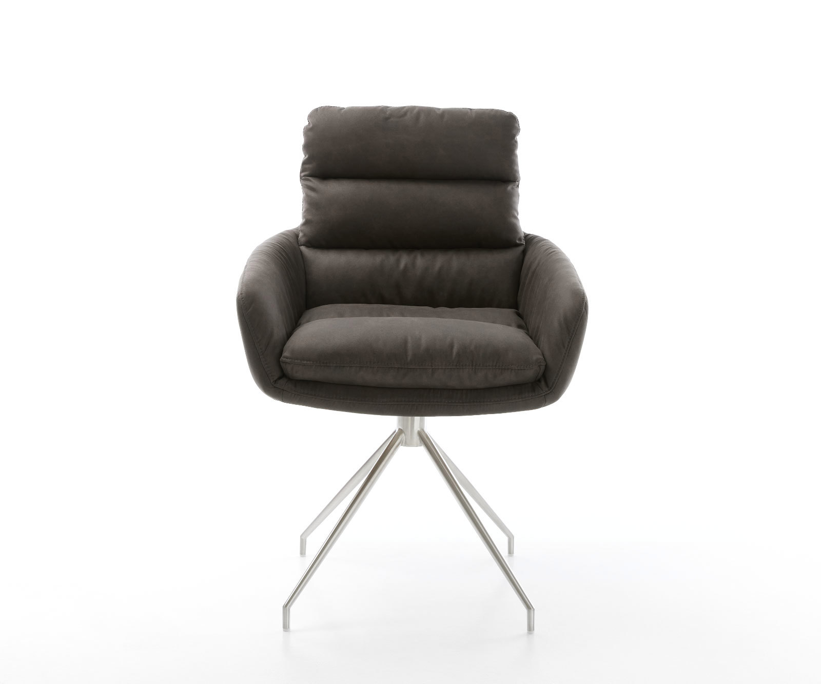 Étkezőszék Abelia-Flex karfás mikroszálas antracit vintage kúpos kereszt láb rozsdamentes acélból - Image 2