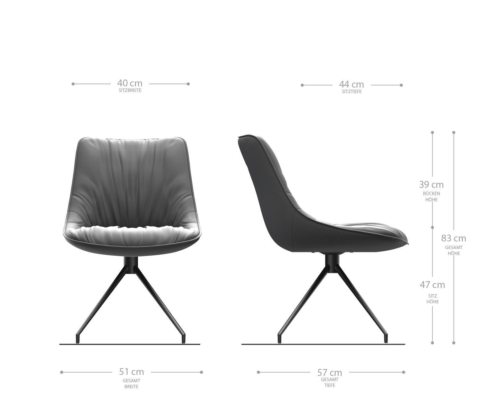 Étkezőszék Elda-Flex csíkos világosszürke kereszt láb kúpos fekete 180° forgatható - Image 6