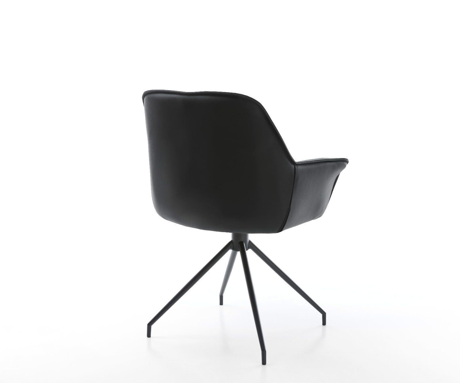 Étkezőszék Keila-Flex valódi bőr fekete karfás kúpos kereszt lábas fekete - Image 5