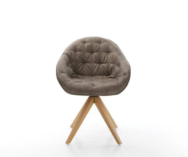 Étkezőszék Gaio-Flex mikroszálas taupe vintage fa láb szögletes természetes - Image 2