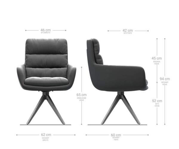 Étkezőszék Abelia-Flex karfás csíkos világosszürke fa láb szögletes természetes - Image 6