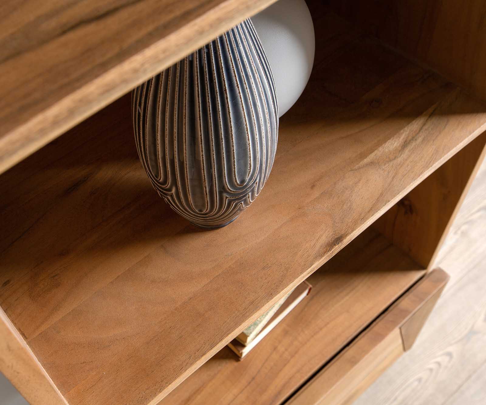 Szekrény Kayu 55x180 cm akác természetes könyvespolc 1 ajtós V láb - Image 6