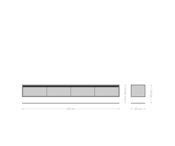 TV szekrény Stonegrace 240 cm akác barna pala 4 ajtós lebegő - Image 7