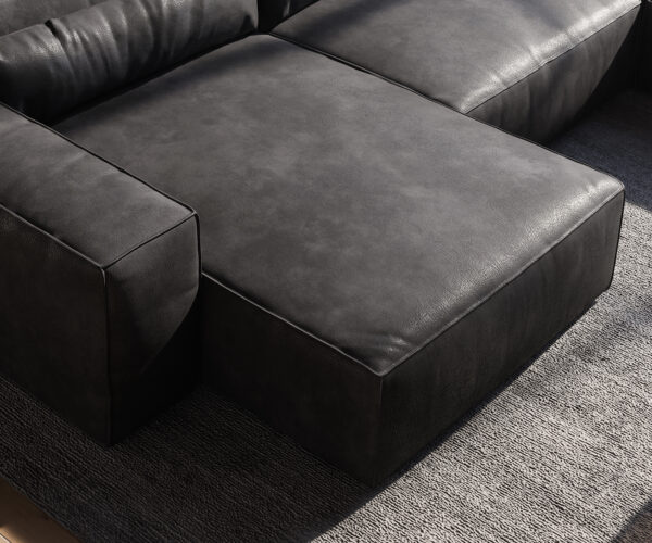 "U alakú kanapé Sirpio L 330x230 cm bőr imitáció vintage antracit variálható rekamié" - Image 6