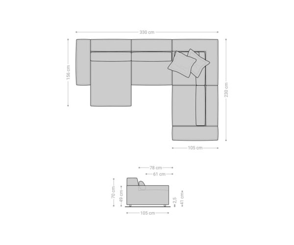 "U alakú kanapé Sirpio L 330x230 cm bőr imitáció vintage antracit variálható rekamié" - Image 7