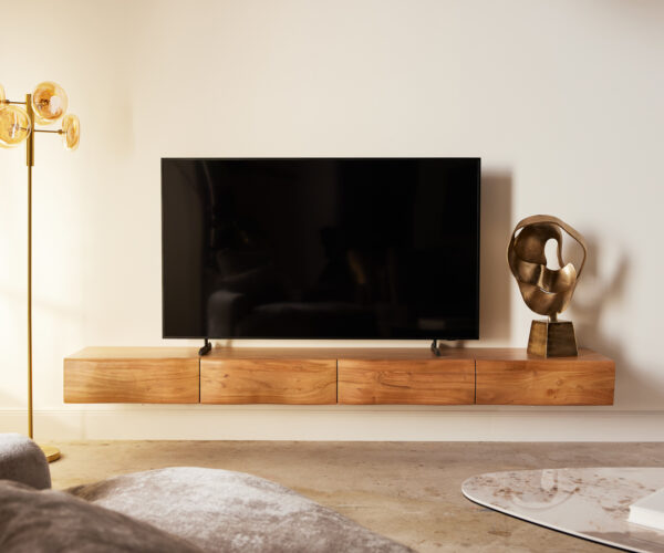 TV szekrény New Live-Edge 240 cm akác természetes 4 fiókos lebegő - Image 2