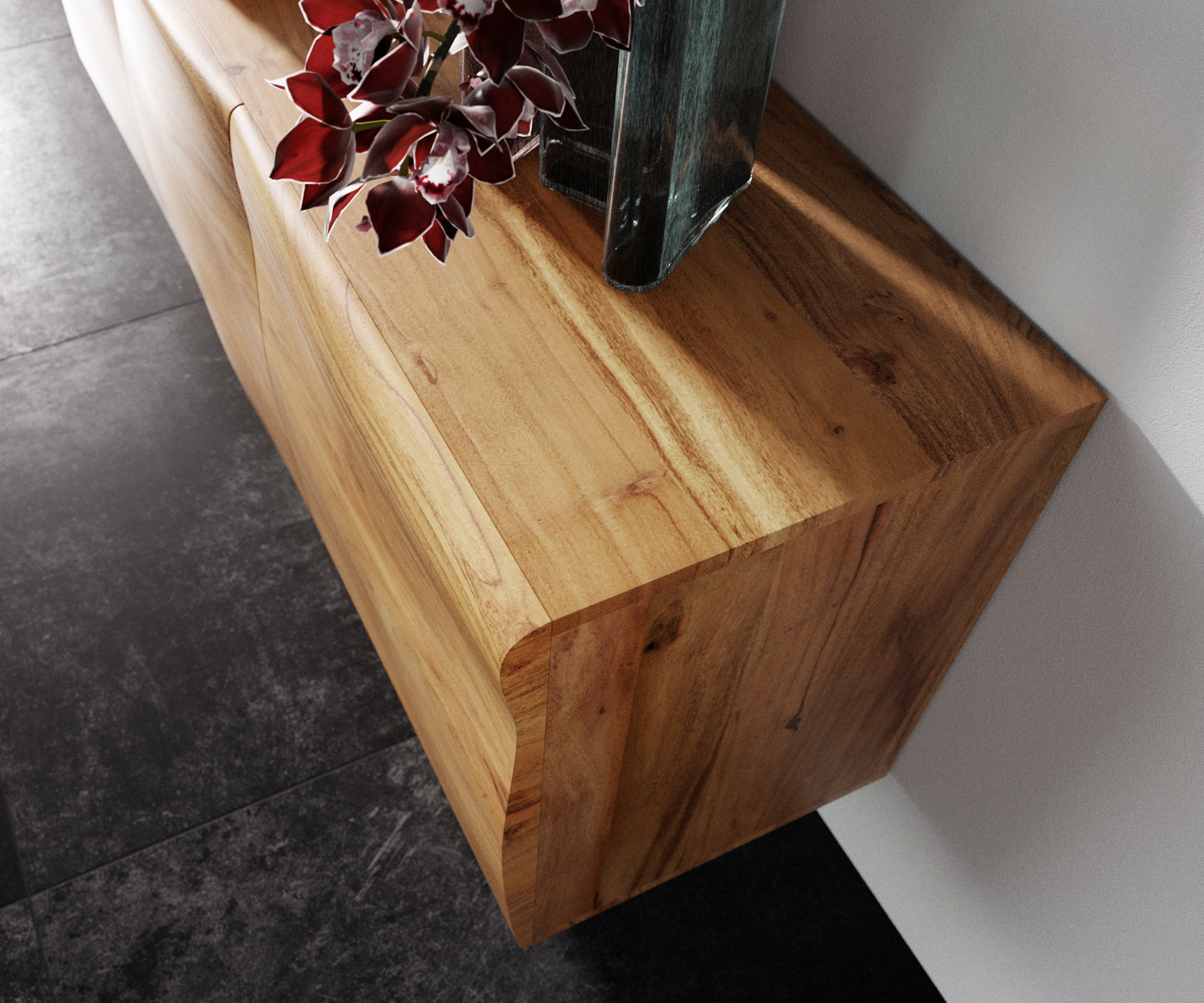 Komód New Live-Edge 175 cm akác természetes 2 ajtós 2 fiókos 1 rekeszes lebegő - Image 5