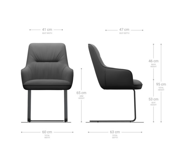 Étkezőszék Zelia-Flex kárpitozott karfás világosszürke étkezőszék lapos rozsdamentes acél zsákrugós - Image 6