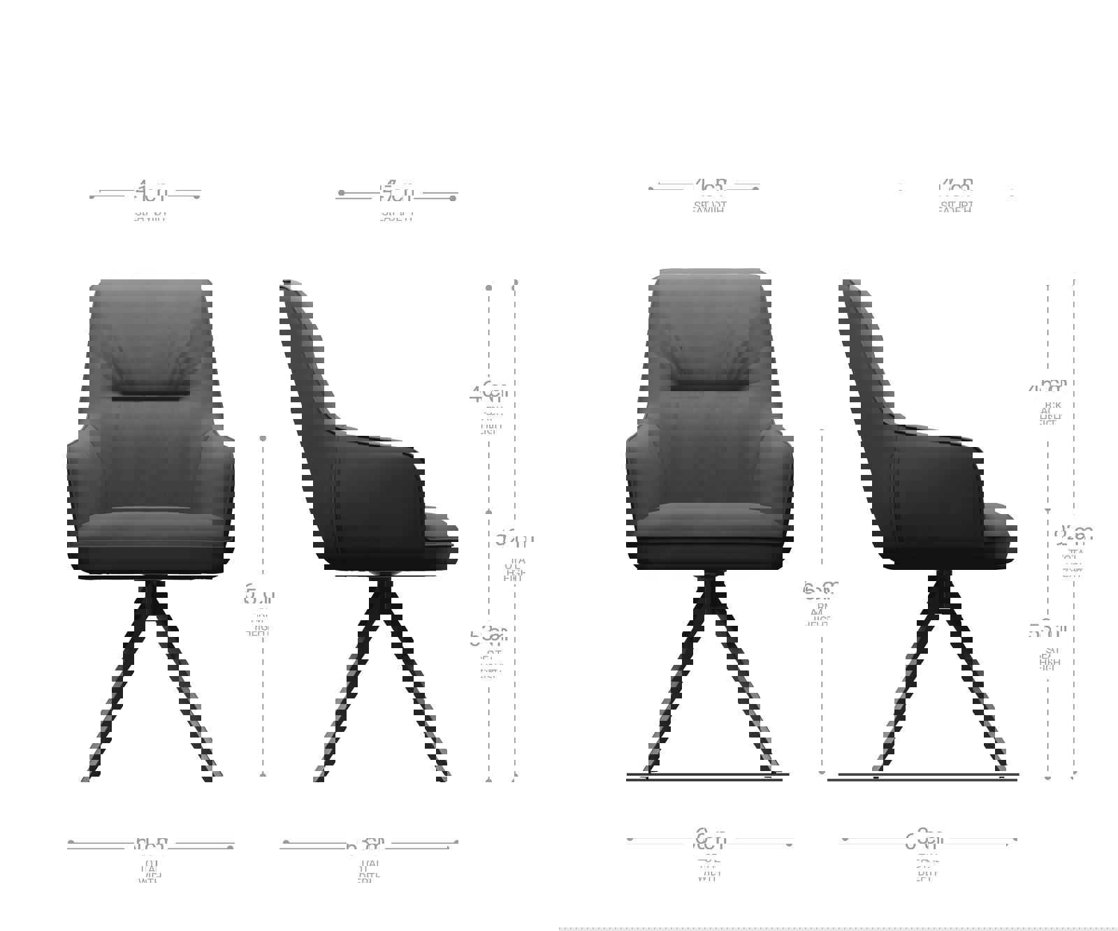 Étkezőszék Zelia-Flex karfás valódi bőr fekete kereszt láb széles rozsdamentes acél zsákrugós - Image 6