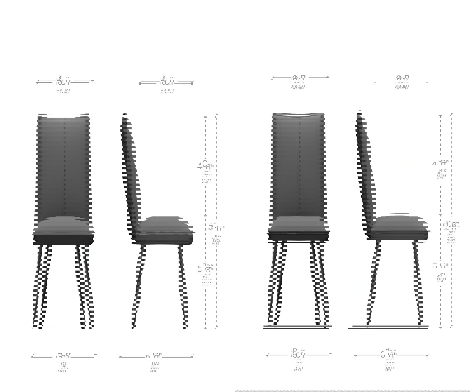 Étkezőszék Lelio-Flex valódi bőr fekete 4 láb kúpos rozsdamentes acél zsákrugó - Image 6
