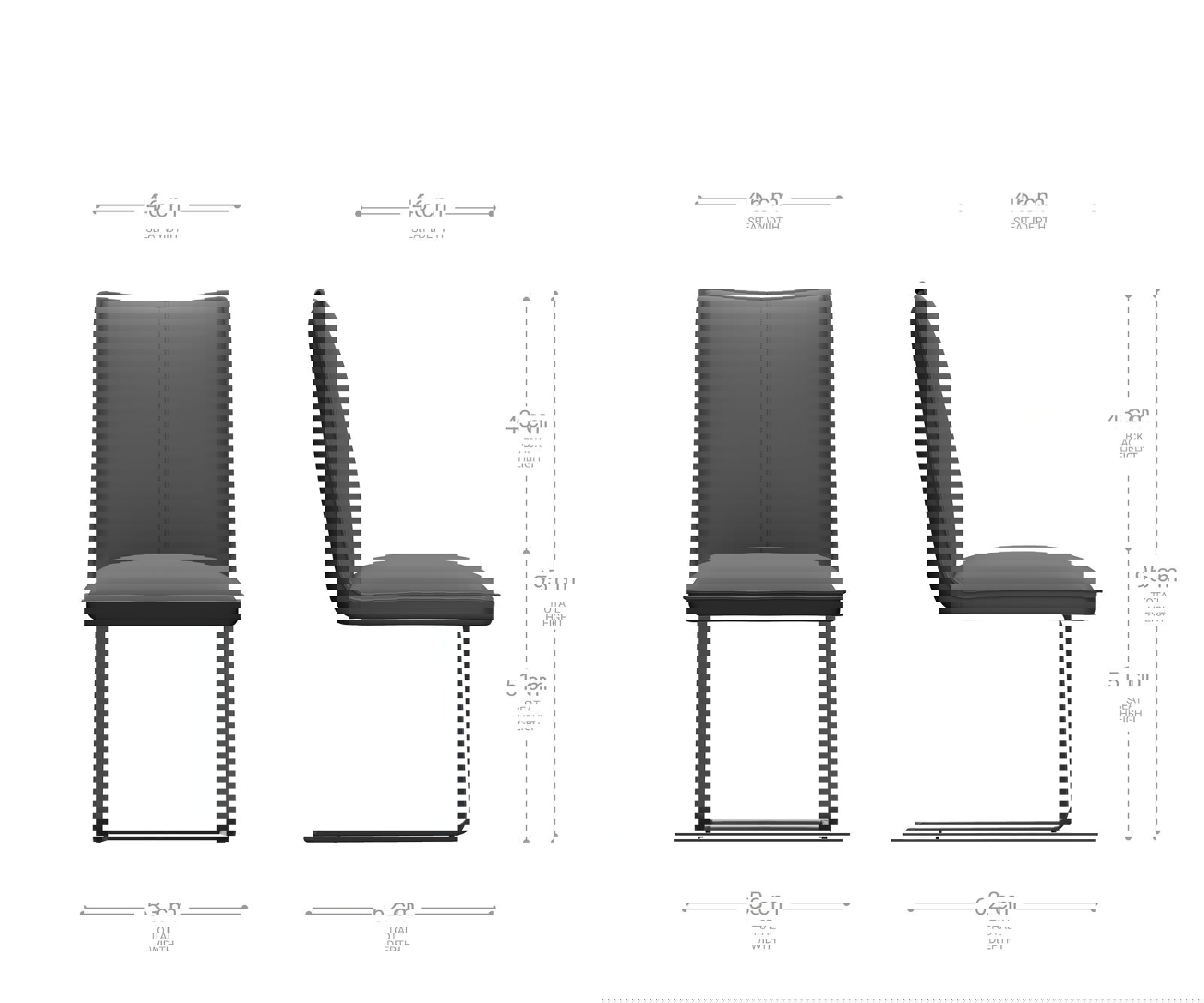 Étkezőszék Lelio-Flex valódi bőr fekete étkezőszék lapos rozsdamentes acél zsákrugós - Image 6