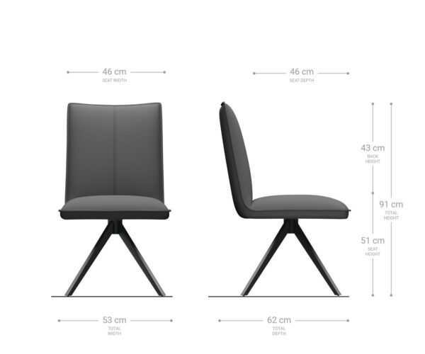 Étkezőszék Lelio-Flex bársony szürke kereszt láb széles rozsdamentes acél zsákrugós - Image 6