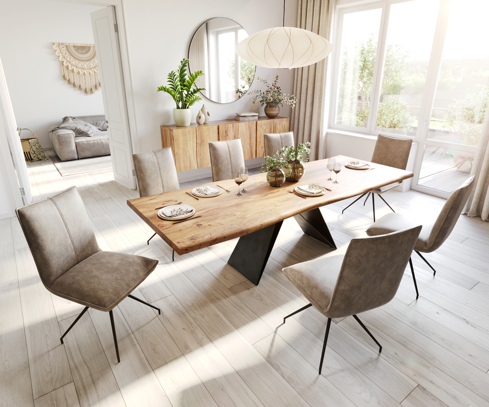 Étkezőszék Lelio-Flex mikroszálas taupe vintage kereszt láb kúpos fekete zsákrugó - Image 4