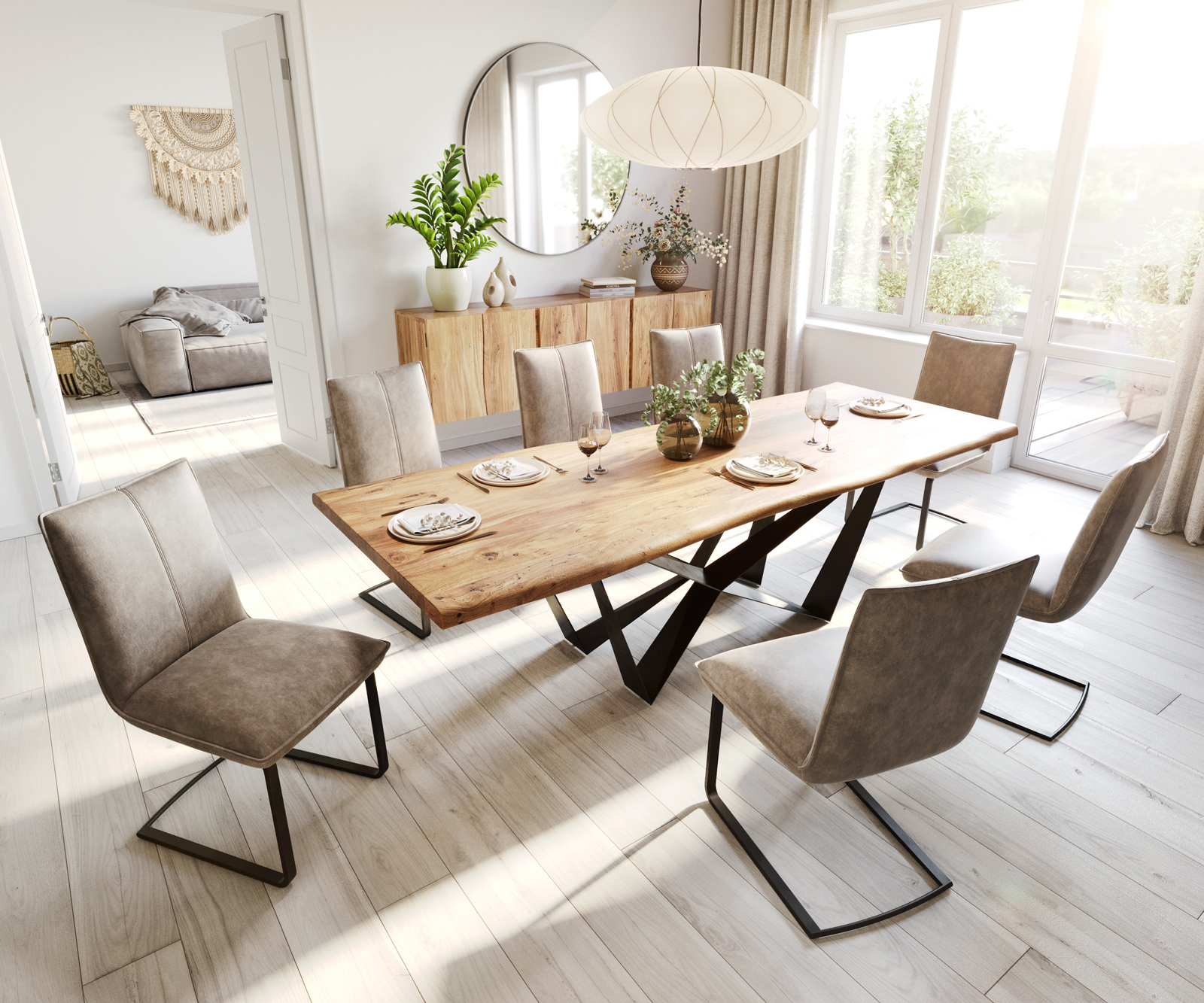 Étkezőszék Lelio-Flex mikroszálas taupe vintage étkezőszék lapos fekete zsákrugós - Image 4