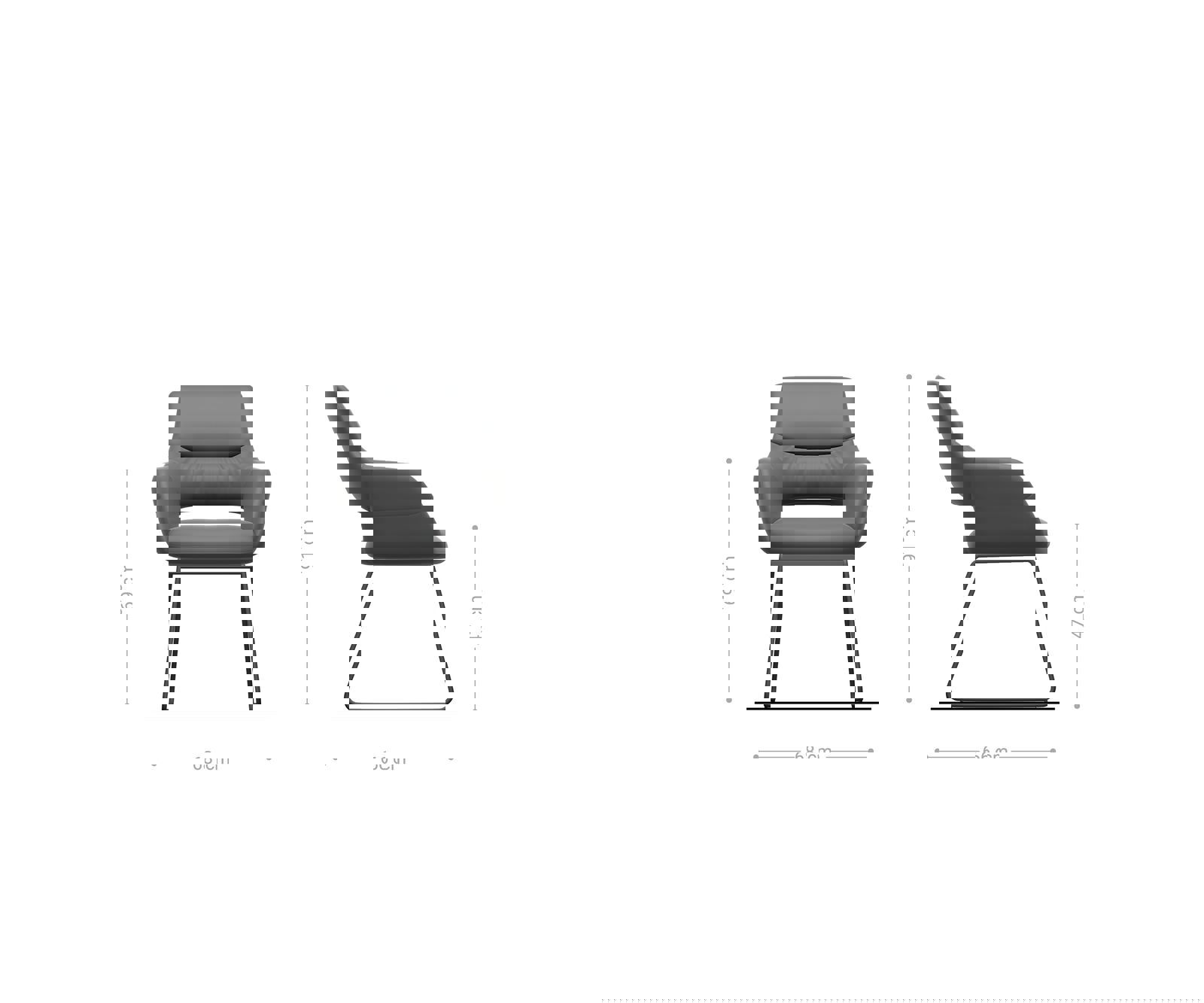 Étkezőszék Yago-Flex karfás világosszürke strukturált szövet fekete vékony lábazat zsákrugós - Image 6