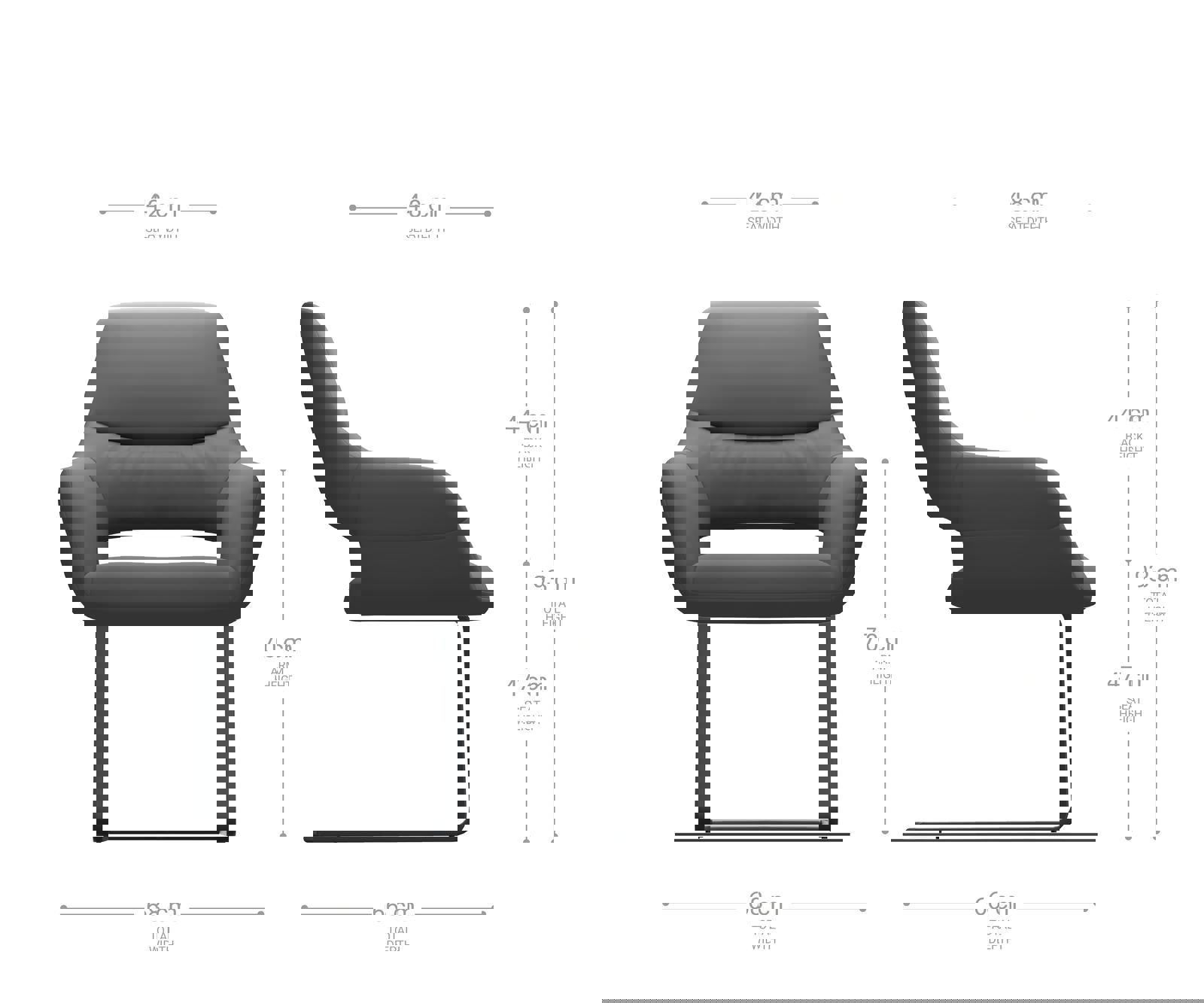 Étkezőszék Yago-Flex karfás valódi bőr fekete étkezőszék lapos fekete zsákrugós - Image 6